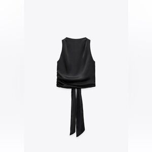 Zara open Black Satin Effect Top